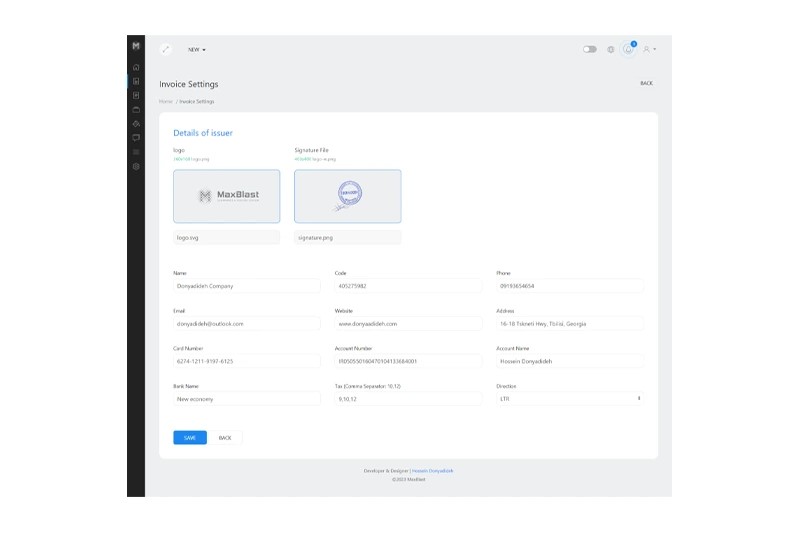 MaxInvoice | Hossein Donyadideh